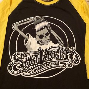 SuaVecito Pomade baseball tee.